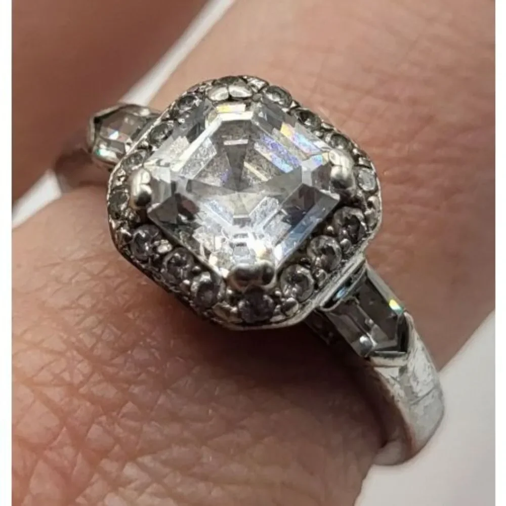 TACORI Ascher Cut Solitaire Art Deco Ring Size 9 Sterling 925